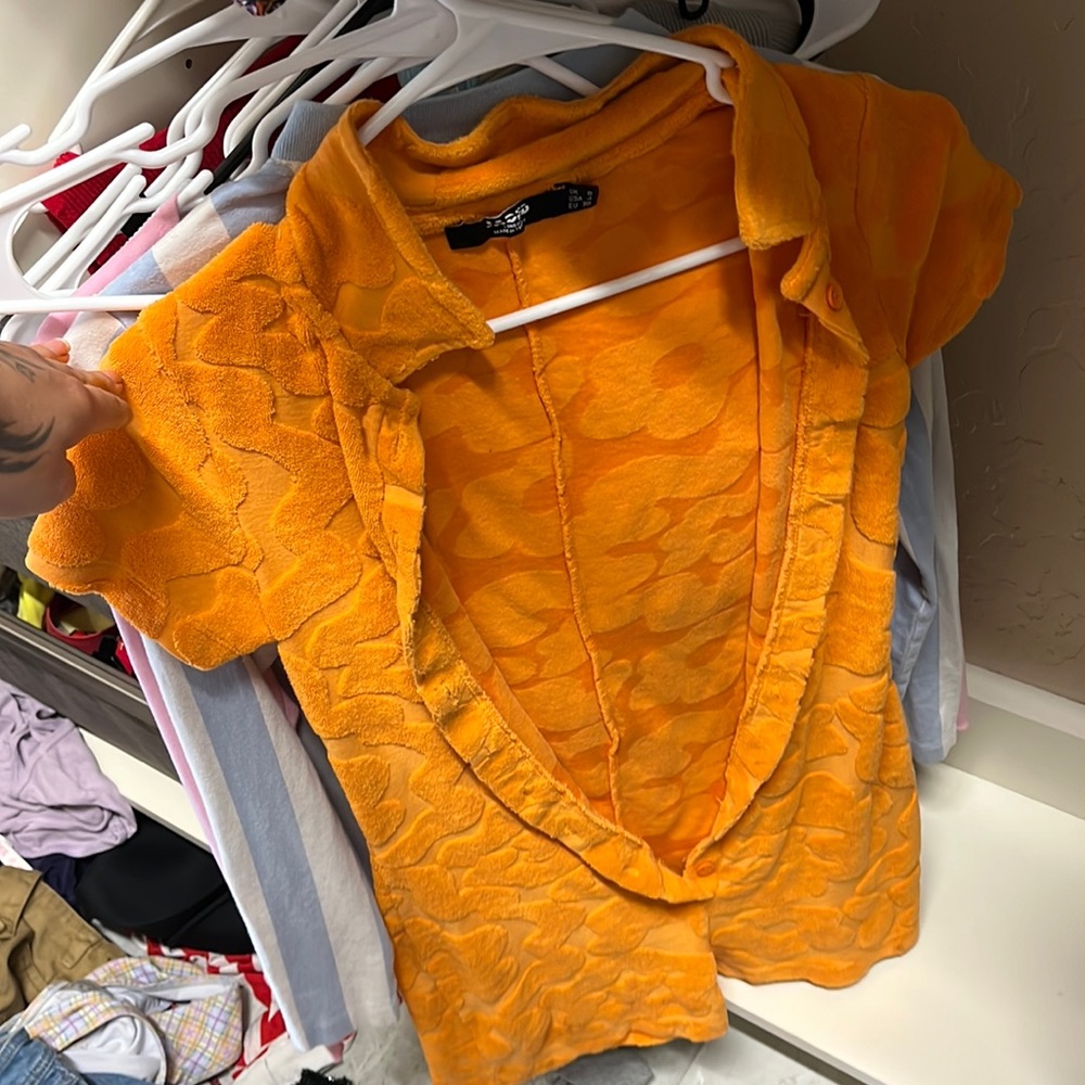 Jaded London TOWELLING PLAYSUIT IN ORANGE